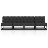 4-Seater Garden Sofa with Cushions Solid Pinewood - Front View