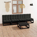 5 Piece Garden Lounge Set with Cushions Solid Wood Pine