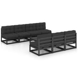 8 Piece Garden Lounge Set with Cushions Solid Pinewood - Front View