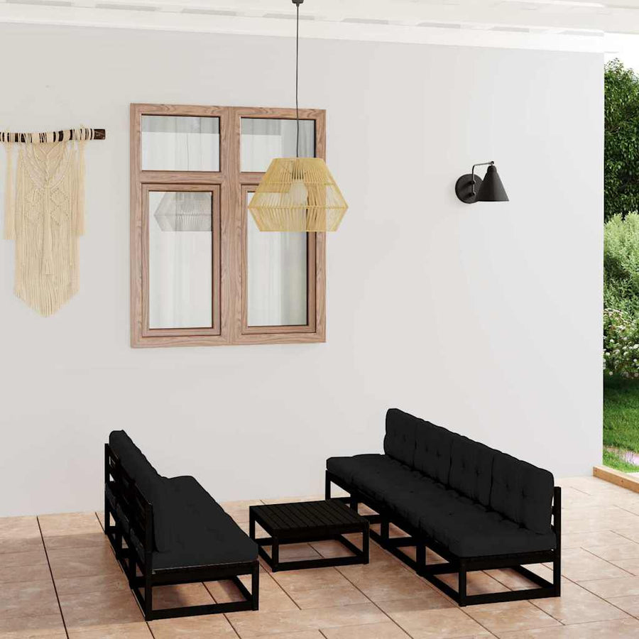 8 Piece Garden Lounge Set with Cushions Solid Wood Pine