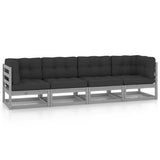 4-Seater Garden Sofa with Cushions Solid Wood Pine