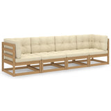 4-Seater Garden Sofa with Cushions Solid Pinewood - Front View