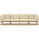 4-Seater Garden Sofa with Cushions Solid Pinewood - Side View