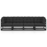 4-Seater Garden Sofa with Cushions Solid Pinewood
