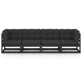 4-Seater Garden Sofa with Cushions Solid Pinewood - Side View