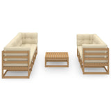 8 Piece Garden Lounge Set with Cushions Solid Pinewood - Side View
