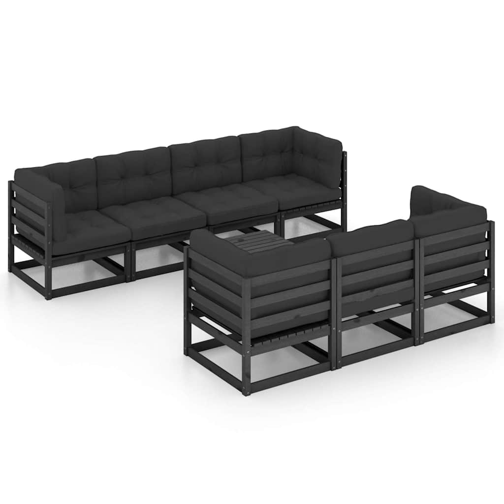 8 Piece Garden Lounge Set with Cushions Solid Wood Pine