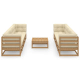 9 Piece Garden Lounge Set with Cushions Solid Pinewood - Side View