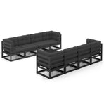 9 Piece Garden Lounge Set with Cushions Solid Wood Pine