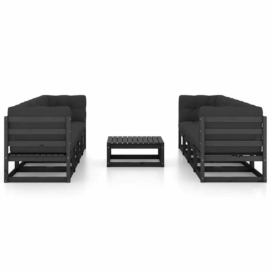 9 Piece Garden Lounge Set with Cushions Solid Wood Pine