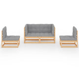 4 Piece Garden Lounge Set with Cushions Solid Pinewood - Side View