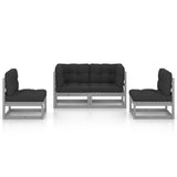 4 Piece Garden Lounge Set with Cushions Solid Pinewood