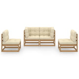 4 Piece Garden Lounge Set with Cushions Solid Pinewood - Side View
