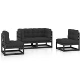 4 Piece Garden Lounge Set with Cushions Solid Pinewood - Front View