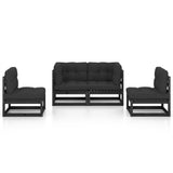 4 Piece Garden Lounge Set with Cushions Solid Pinewood - Side View
