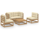 5 Piece Garden Lounge Set with Cushions Solid Pinewood - Front View