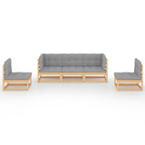 5 Piece Garden Lounge Set with Cushions Solid Pinewood - Side View