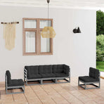 5 Piece Garden Lounge Set with Cushions Solid Wood Pine