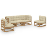 5 Piece Garden Lounge Set with Cushions Solid Pinewood - Front View