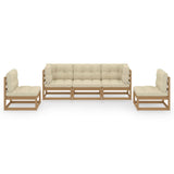 5 Piece Garden Lounge Set with Cushions Solid Pinewood - Side View
