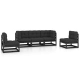 5 Piece Garden Lounge Set with Cushions Solid Wood Pine