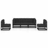 5 Piece Garden Lounge Set with Cushions Solid Wood Pine