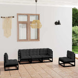 5 Piece Garden Lounge Set with Cushions Solid Wood Pine