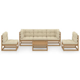 6 Piece Garden Lounge Set with Cushions Solid Pinewood - Side View