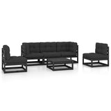 6 Piece Garden Lounge Set with Cushions Solid Wood Pine