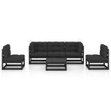 6 Piece Garden Lounge Set with Cushions Solid Wood Pine
