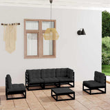 6 Piece Garden Lounge Set with Cushions Solid Wood Pine