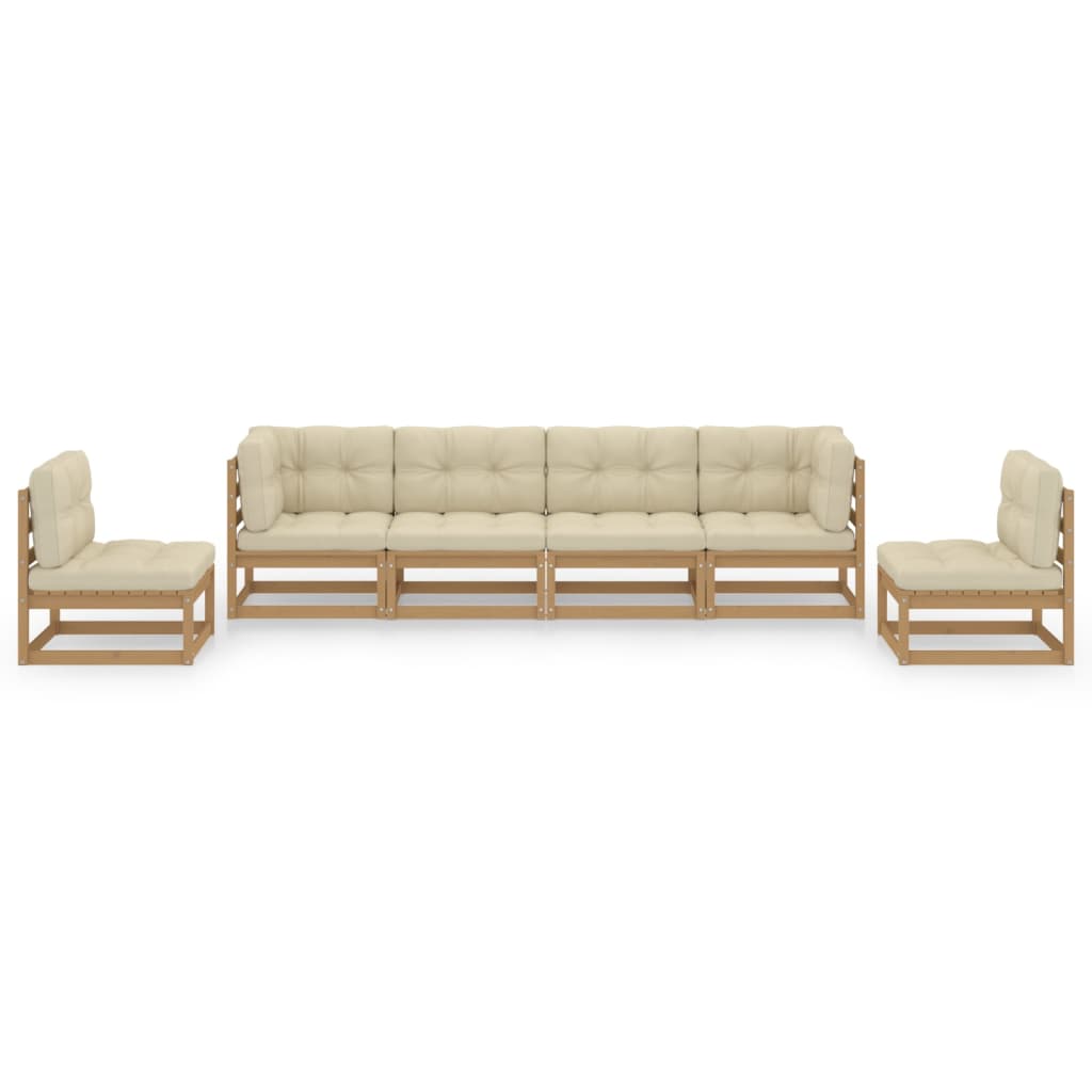 6 Piece Garden Lounge Set with Cushions Solid Pinewood