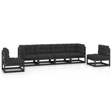 6 Piece Garden Lounge Set with Cushions Solid Wood Pine