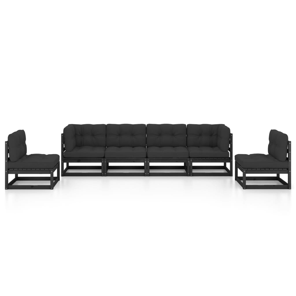 6 Piece Garden Lounge Set with Cushions Solid Wood Pine