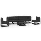 7 Piece Garden Lounge Set with Cushions Solid Wood Pine