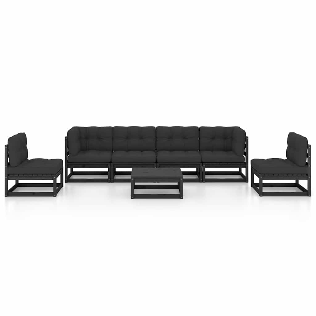 7 Piece Garden Lounge Set with Cushions Solid Wood Pine