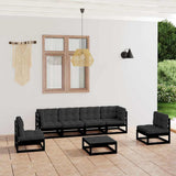 7 Piece Garden Lounge Set with Cushions Solid Wood Pine