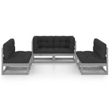 6 Piece Garden Lounge Set with Cushions Solid Pinewood