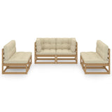 6 Piece Garden Lounge Set with Cushions Solid Pinewood - Side View