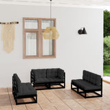 6 Piece Garden Lounge Set with Cushions Solid Wood Pine
