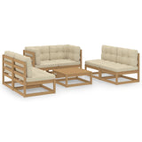 7 Piece Garden Lounge Set with Cushions Solid Pinewood - Front View