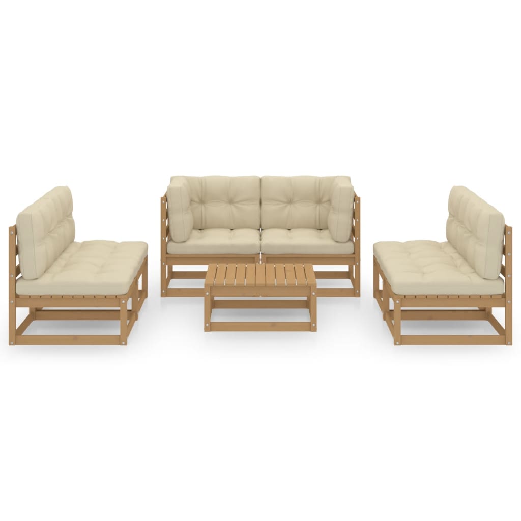 7 Piece Garden Lounge Set with Cushions Solid Pinewood