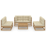 7 Piece Garden Lounge Set with Cushions Solid Pinewood - Side View