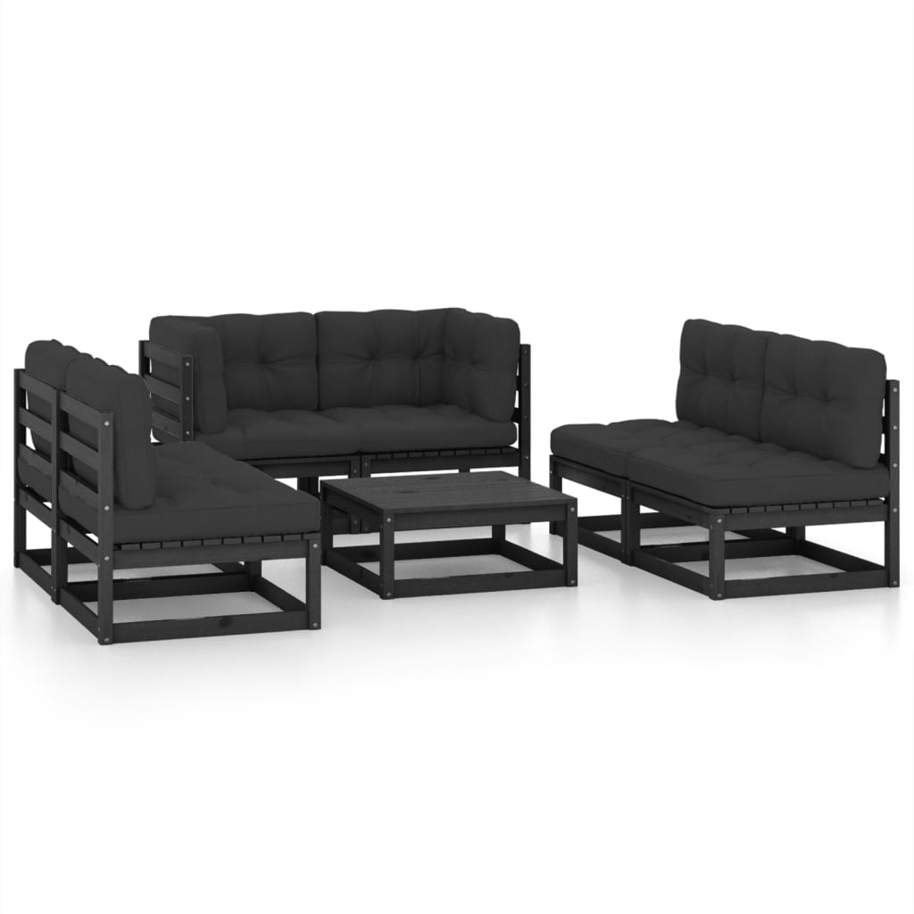 7 Piece Garden Lounge Set with Cushions Solid Pinewood