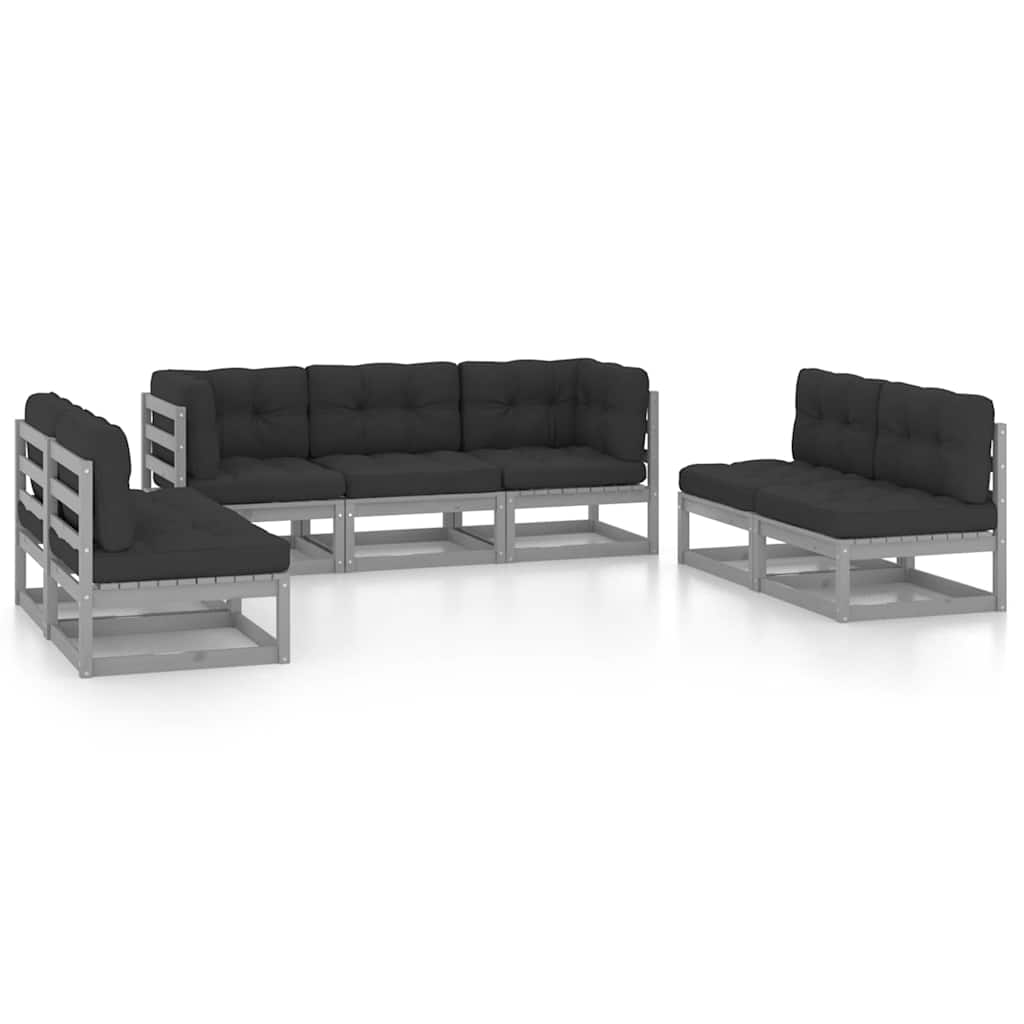 7 Piece Garden Lounge Set with Cushions Solid Wood Pine