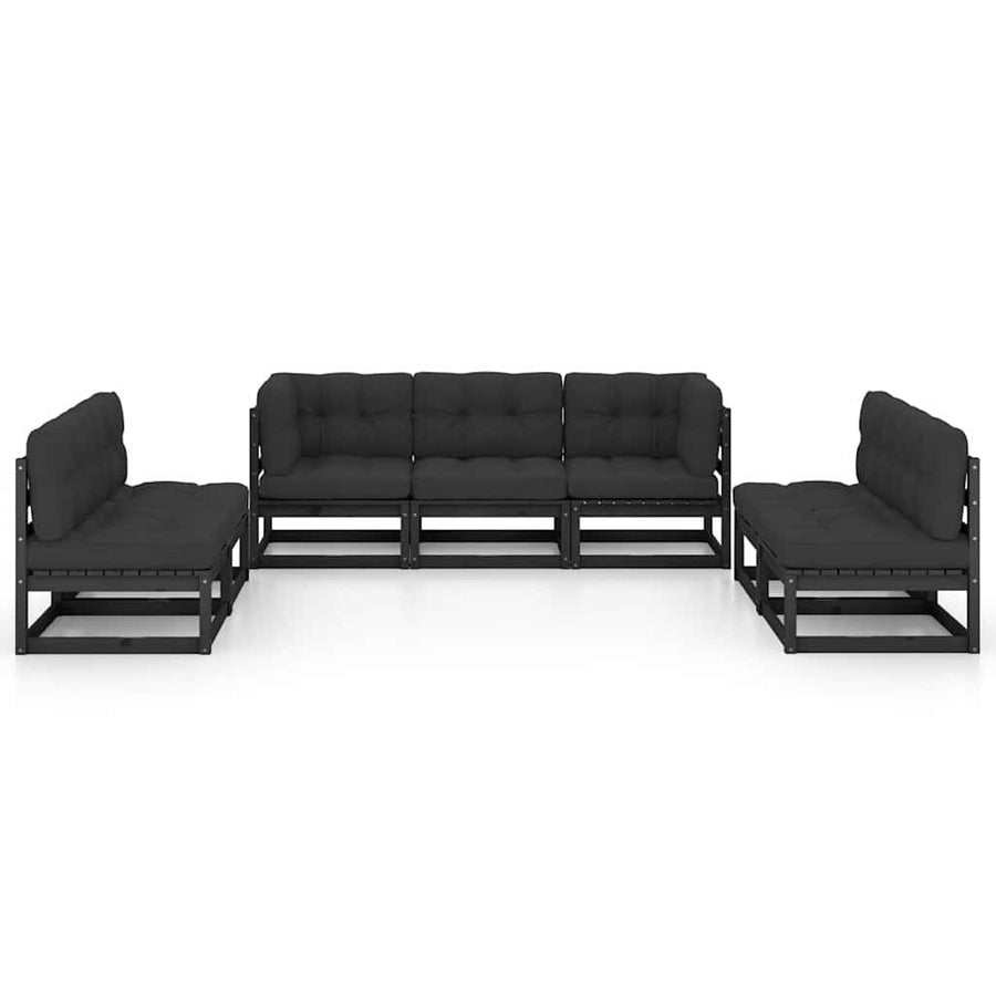 7 Piece Garden Lounge Set with Cushions Solid Wood Pine
