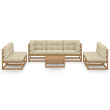8 Piece Garden Lounge Set with Cushions Solid Pinewood - Side View