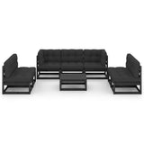 8 Piece Garden Lounge Set with Cushions Solid Pinewood - Side View