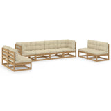 8 Piece Garden Lounge Set with Cushions Solid Pinewood - Front View