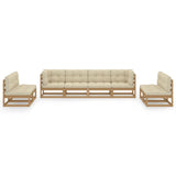 8 Piece Garden Lounge Set with Cushions Solid Pinewood - Side View